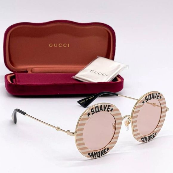 Sale! New Gucci Women's 44mm Nude Gold Sunglasses! - Picture 3 of 8